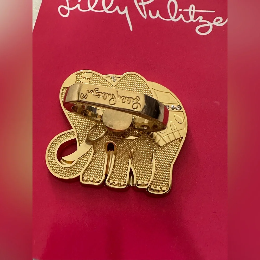 ❌ BOGO Lilly Pulitzer Gold Metallic Elephant Phone Ring